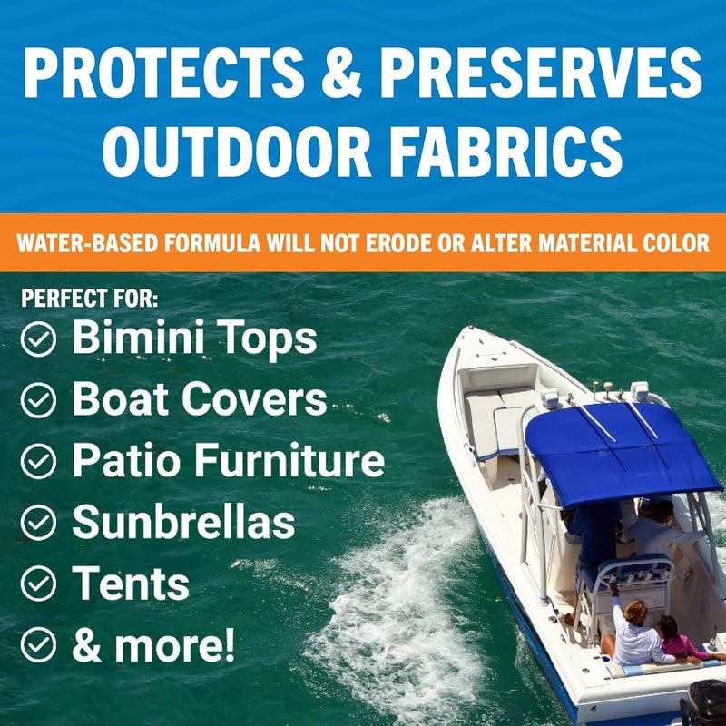 Better Boat Fabric Waterproof Spray, 1 Gallon Heavy Duty Waterproofing Protector and Water Proof Repellent for Outdoor Marine Canvas, Boat Tops, Vinyl Seats, Tents, Clothing, Boots, Jackets, and Clothes - Image 4